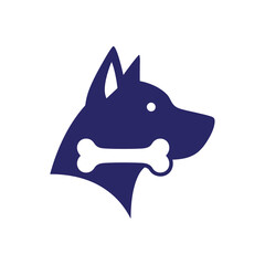 Fototapeta premium Silhouette of a dog with a bone, perfect for pet-related branding and design.
