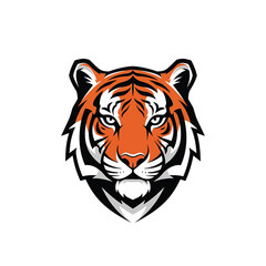 Striking tiger head illustration showcasing vibrant orange and black stripes.