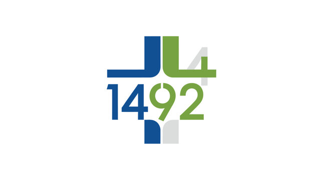 Symbolic representation of the year 1492, a historical and significant date, in a modern design.