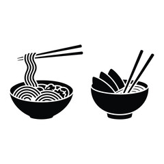 Asian Food Vector, Silhouette, Illustration