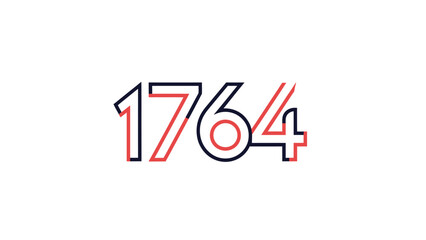 The number 1764 in a modern, minimalist design, perfect for branding.