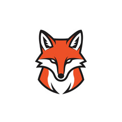 Obraz premium Stylized fox head logo design with orange and white colors, modern and clean.