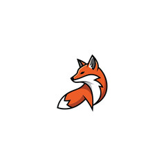 Obraz premium Stylized orange fox logo design with a white outline and a minimalist style.