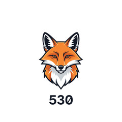 Obraz premium Vibrant fox illustration with the number 530, perfect for branding and design projects.