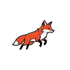 Fototapeta premium Vibrant illustration of a leaping fox in mid-air, dynamic pose.