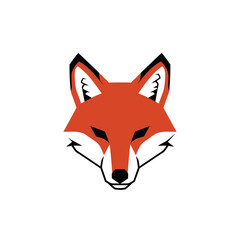 Fototapeta premium Vibrant fox head illustration showcasing geometric design and bold colors on white background.