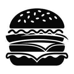 Burger Food Vector, Silhouette, Illustration