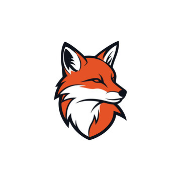 Vibrant fox head illustration with sharp features and intense gaze, perfect for logos.