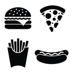 Fast Food Vector, Silhouette, Illustration