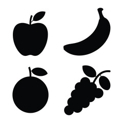 Fruits Vector, Silhouette, Illustration