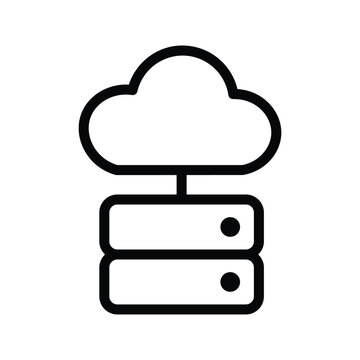 Minimalist cloud server icon representing cloud storage, data hosting, and online infrastructure in a clean line style