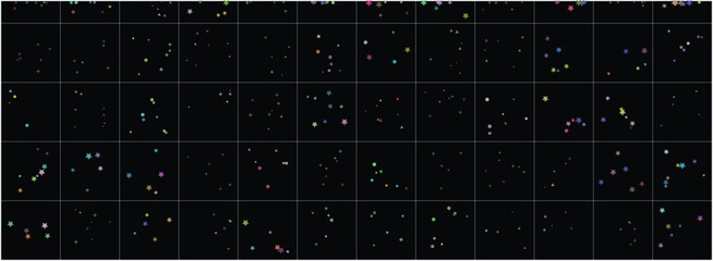 Dark Futuristic Grid Background with Scattered Colorful Digital Pixels