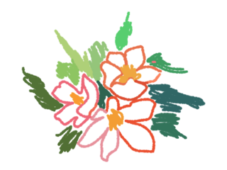 Sketch crayon style modern simple flower art poster or placard collection. Ink, charcoal, pencil or chalk style plants or floral elements drawing. Colorful hand drawn flowers vector illustration set.