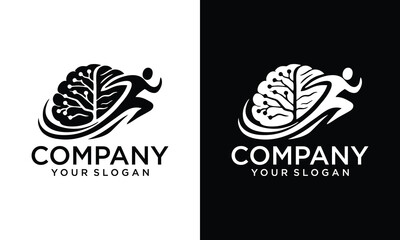 Creative human tech logo creative design concept arrow profit finance digital connect brain