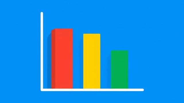 Falling Bar Chart Graph Showing Downward Trend.