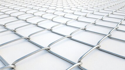 Close-up of metal chain link fence on white background