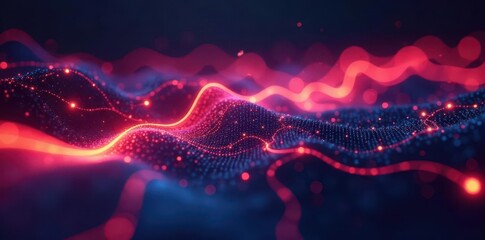 Glowing lines create complex network in abstract digital space , connection, data