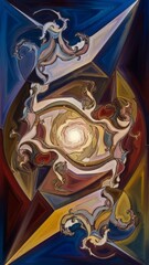 Abstract Swirling Shapes with Bright Center in Bold Color Palette