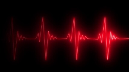 Digital heartbeat line animation. Neon line heart pulse looping animation. Abstract heartbeat and pulse rate signal technology animation on grid background. Heart beat pulse - Powered by Adobe