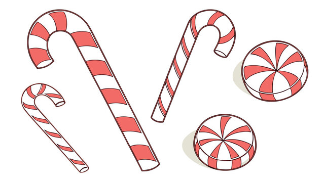 Hand-Drawn Christmas Candy Canes and Peppermint Sweets Illustration