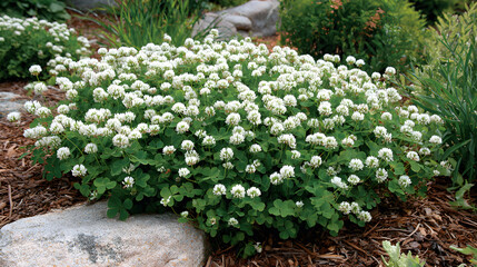 White clover flowers in the garden. Wildflower background illustration.