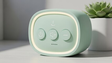 Modern Green Bluetooth Speaker with Simple Control Buttons