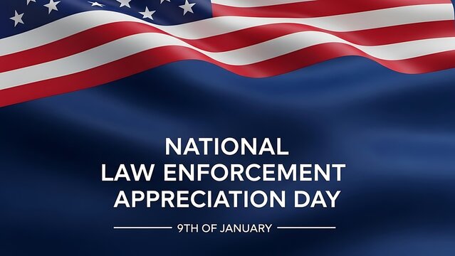 National Law Enforcement Appreciation Day January 9th American Flag Background.