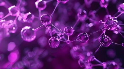 Abstract purple molecule structure background with glowing spheres and connections