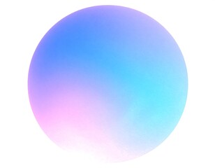 A smooth, circular gradient transitioning from pink at the bottom left to blue at the top right, against a white backdrop