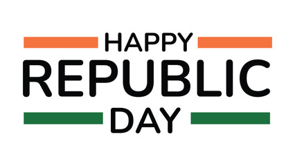 Obraz premium Happy republic day minimal typography design with indian tricolor stripes celebrating national pride patriotic spirit and january 26 celebration