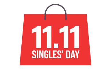 Vibrant Singles' Day shopping bag with 11.11 logo