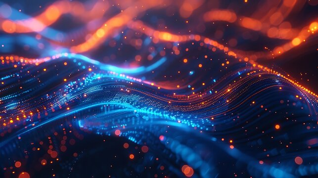 Abstract technology background with glowing blue and orange lines 1 - Powered by Adobe
