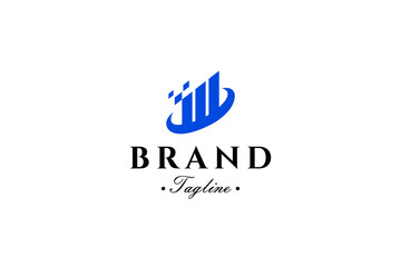 Fototapeta premium business finance logo diagram with modern technology pixels in vector design style template