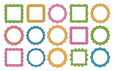 Colorful scalloped photo frames for creative projects and presentations