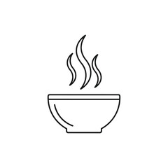 Steaming bowl of soup isolated on white background