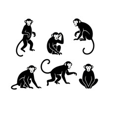 black and white cartoon illustration of a monkey © Rizki