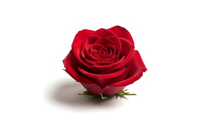 Naklejka premium Single Perfect Dark Red Rose Bloom on Minimalist White Background, Clean Elegant Floral Design Element for Modern Branding