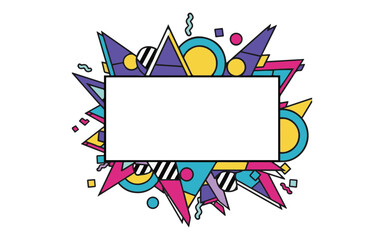 Vibrant memphis design elements with blank text box for modern projects