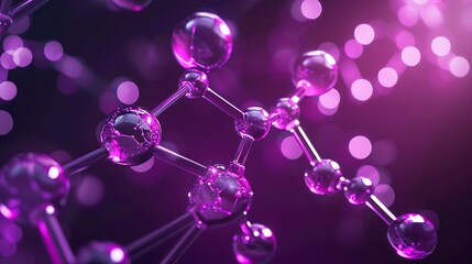 Purple Molecule Structure with Spheres and Connections
