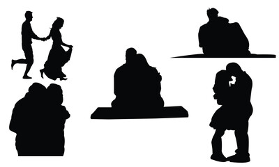 Couple Black Silhouette Design Collection
