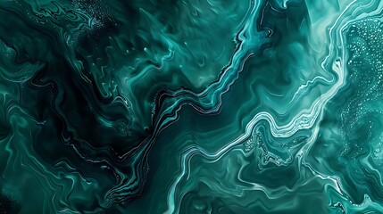 Swirling Teal and Green Marble Background with White Accents