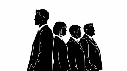 Diverse group of business professionals standing in a line.