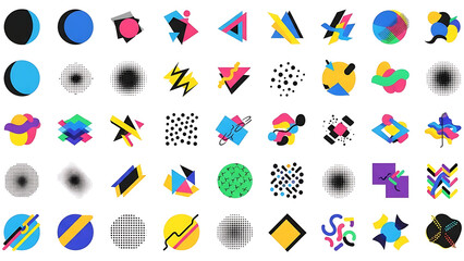 Geometric Abstract Shapes and Patterns Vibrant Memphis Style Elements for Modern Design