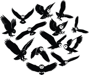 Flock of eagles in flight formation