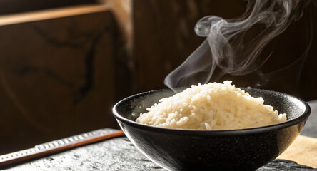 白米のイメージ、茶碗に盛られたご飯