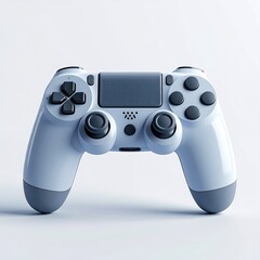 A modern, light-blue game controller centered on a plain white surface