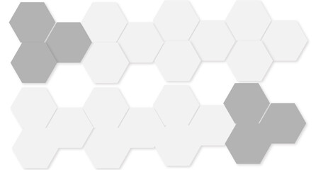Modern Minimalist Hexagon Grid Background Elegant White and Gray Honeycomb Pattern Featuring Depth, Geometric Symmetry, and Clean Architectural Lines for Tech Layouts.