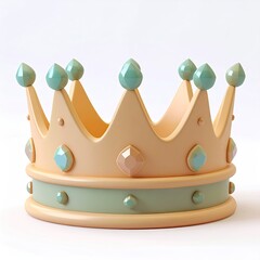 A stylized, pastel-colored crown with gems, against a clean white backdrop