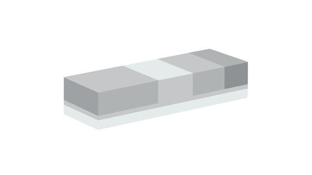 An isometric illustration of a four-sided nail buffer block with different grits for filing, smoothing, and polishing nails.