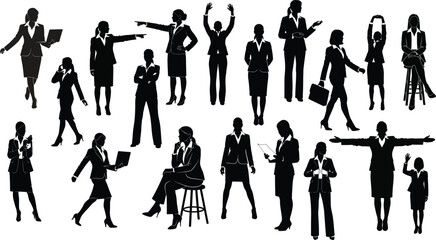 Collection of business professionals in various poses